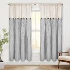 ASPMIZ Cotton Linen Farmhouse Curtains Boho Rustic Button Panel, Linen Window - Image 2