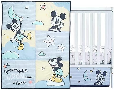 Lambs & Ivy Disney Baby Moonlight Mickey Mouse 3-Piece Nursery Crib Bedding Set - Image 2