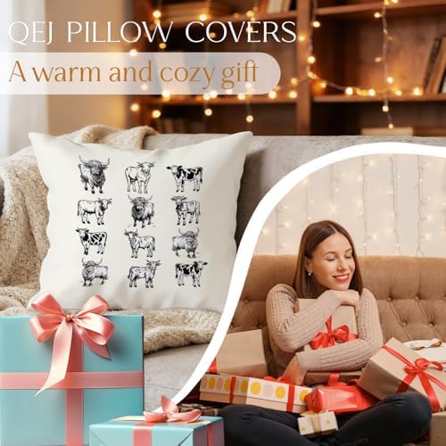 Farmhouse Highland Cow Pillow Cover 18x18 Double-Sided, Highland Cow Lovers - Image 6