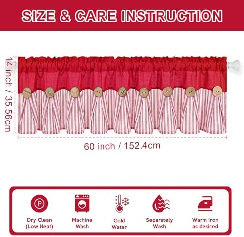 ASPMIZ Farmhouse Cotton Linen Valances - Image 2