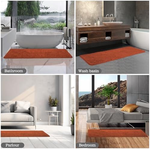 Yeaban Chenille Rust Bathroom Runner Rug 24"x60" - Image 5