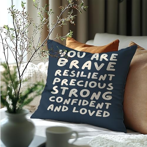 You Are Affirmation Navy Blue Pillow Cover 18x18, Nursery Inspirational - Image 6