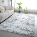 6x9 Tie-Dye Gray Shag Rug for Bedroom, Soft Plush Fluffy Carpet by KICHOWUA