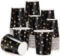 WRAPAHOLIC 50 Pcs Black Gold Dot Paper Cups - 9 oz Black and Gold Foil Dots by WRAPAHOLIC
