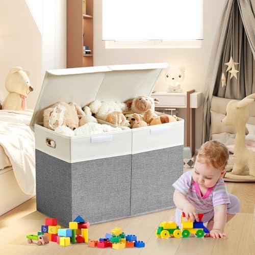 Large Toy Storage Box with Lid, Collapsible Toys Storage Organizer Bins with - Image 6