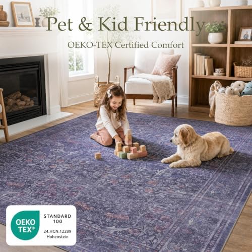 JOLLYVOGUE 8x10 Area Rugs for Living Room, Vintage Washable Rug - Image 3