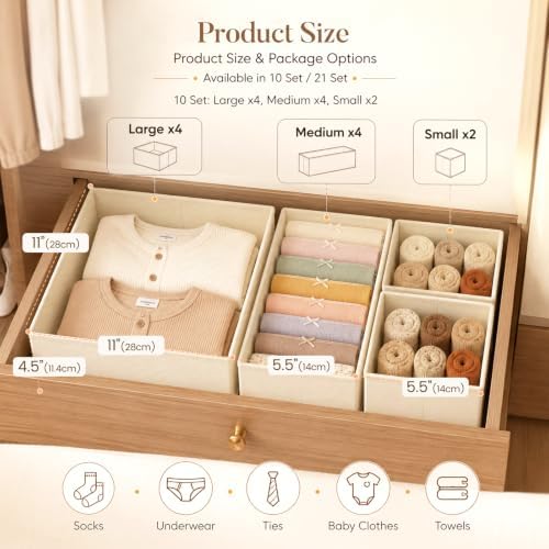 Drawer Organizer Storage for Clothes, 10 Pack - Image 2