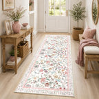 Rugalia Floral Washable Runner Rug, 2x6 Pink Rug Runners by Rugalia