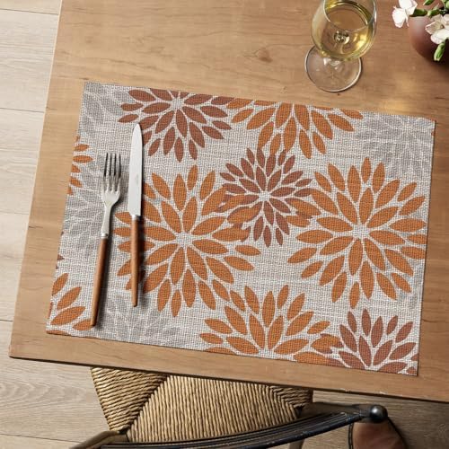 Artoid Mode Floral Vinyl Fall Placemats Set of 4, 12x18 Inch Thanksgiving - Image 2