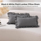 2 Pack Black Gingham Lumbar Throw Pillow Shams 12''x20'' - Image 2