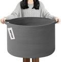 90L Extra Large Blanket Basket, Woven Rope Laundry Basket-Dark Grey by HZFTJOY