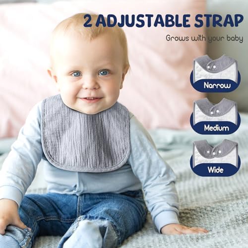 POIKSHARK 6-Pack Muslin Baby Bibs - Image 2