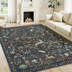 6x9 Area Rugs Boho Floral Washable Living Room Rug Neutral Carpet Nursery - Image 2
