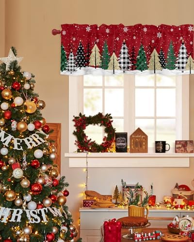 Red Merry Christmas Valance Curtains - Image 3