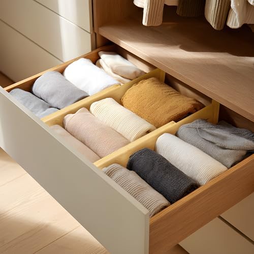 VaeFae 3 Pack Bamboo Drawer Dividers, Expandable Separators - Image 2