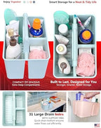 Shower Caddy Organizer with Handle, 3 Compartments, Portable Storage Bin - Image 5