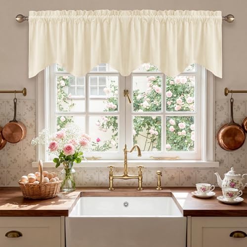 StangH Ivory White Valance for Windows 52x18 Inch, 1 Panel by StangH