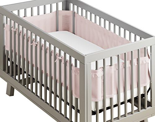 BreathableBaby Breathable Mesh Crib Liner – Deluxe Ruffle Collection – Blush – by BreathableBaby