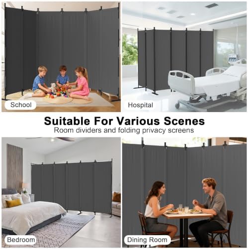 6 Panel Room Divider, 6ft Folding Screen Portable Wall Partition Room Divider - Image 6