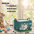 Large Cute Easter Basket for Kid Empty Gift Baby Rectangle Storage Bin Bunny - Image 3