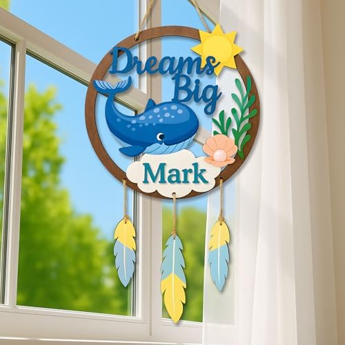 Dream Big Whale Wall Wooden Signs Personalized – Ocean Wooden Name Personalized - Image 3