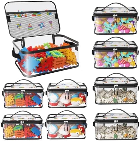 8 Pack Large Clear Toy Storage Bags by Shcsdr