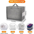 3 Pack 105L Comforter Storage Bags, Extra Large Blanket Storage Bags - Image 2