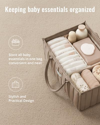 Blissful Diary Baby Diaper Caddy Organizer, Nursery Storage, Mocha Brown - Image 4