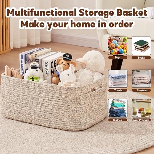 OIAHOMY Storage Basket for Shelves, Closet Cube Storage Bins Baskets for - Image 4