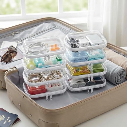 4 Pack Clear Hard Shell Zipper Case, Hard Plastic Zipper Pouches - Image 7