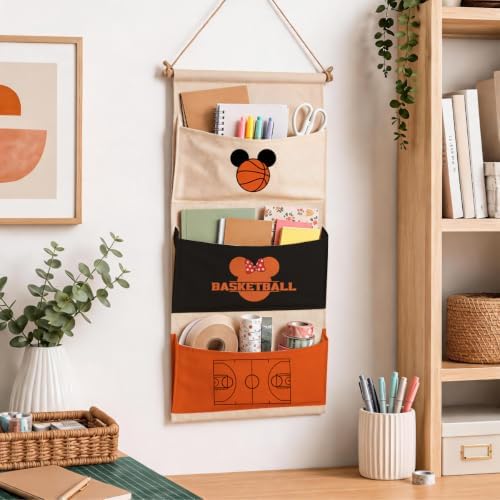 3-Pocket Hanging Wall Organizer, Basketball Theme Over Door Storage - Image 6