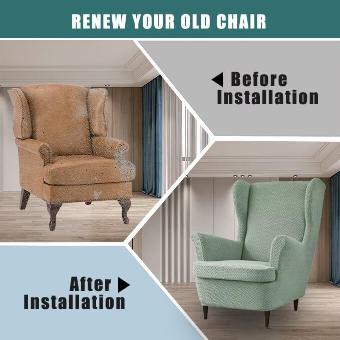 NILUOH Wingback Chair Covers 2-Piece, Armchair Slipcovers - Image 5