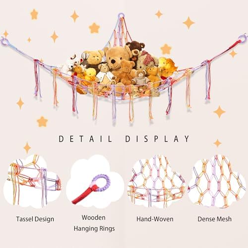 CERETIA Stuffed Animal Hammock Large Corner Plushie Net Storage - Image 6
