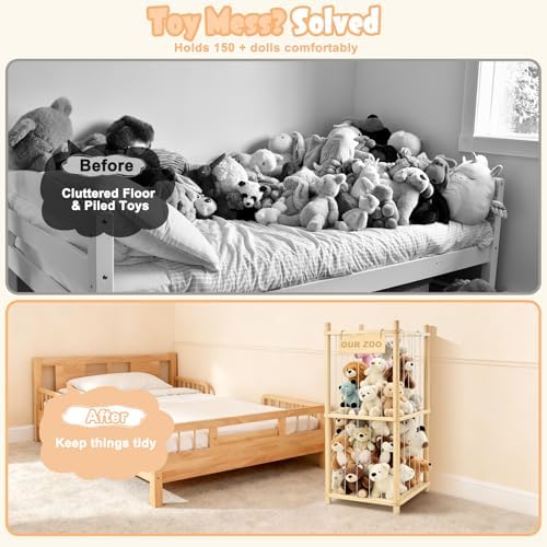 Stuffed Animal Storage, Wood Stuffed Animal Zoo Storage, Space Save Toy - Image 3