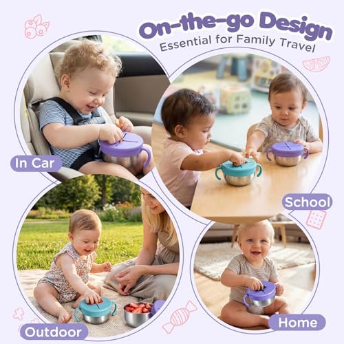 Snack Cups, 2 Pack Stainless Steel Toddler Snack Containers, Spill-Proof - Image 7