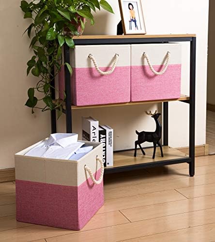 PRANDOM Large Foldable Cube Storage Bins 13x13 inch Fabric Linen Storage - Image 2