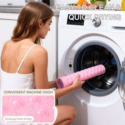 Anti-Slip Bathtub Shower Mat 40×16 Inch Clear Pink - Image 7
