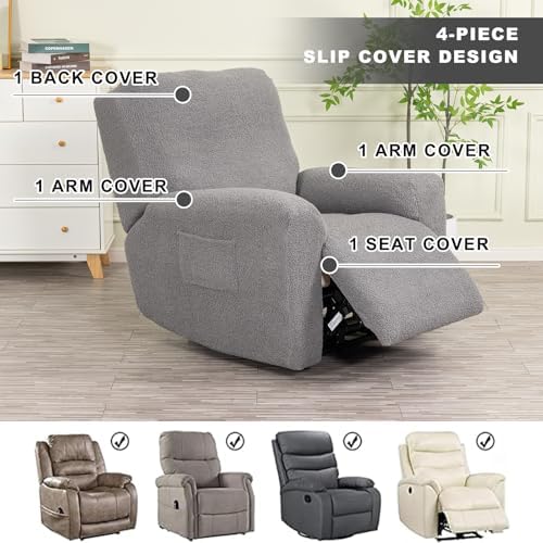Recliner Chair Covers 4-Pieces Recliner Slipcovers Lazy Boy Chair Covers - Image 5