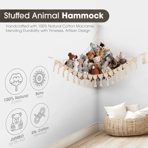 Abby Baby Extra Large Stuffed Animal Storage Hammock Corner - Image 5