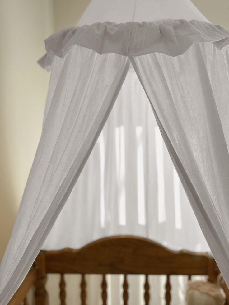 ZEAK Kids Bed Canopy with Ruffles Cotton Hanging Tent Frills Curtain Net - Image 5
