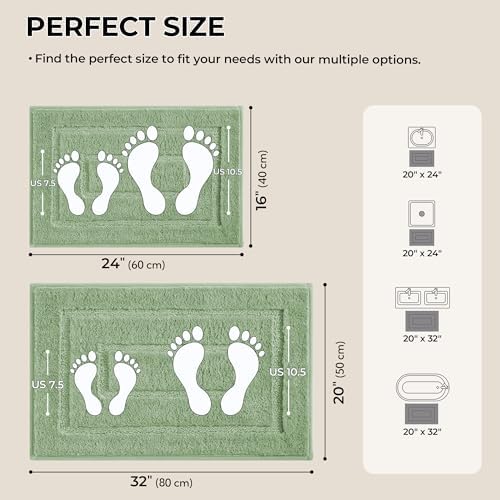 GRANNY SAYS Green Bathroom Rugs Set 2 Piece, Non Slip Microfiber Bath Mats - Image 2
