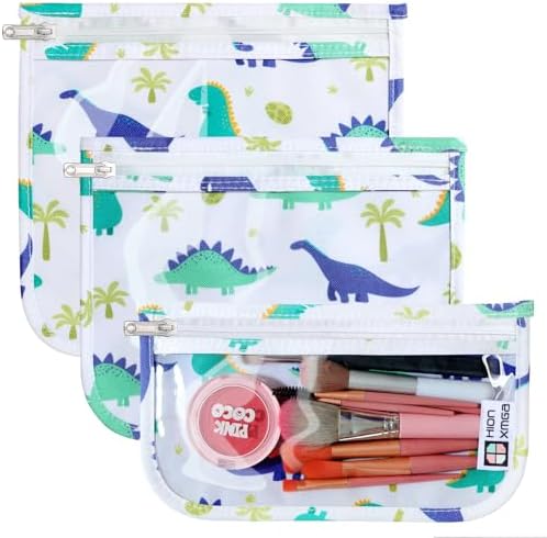 HIONXMGA Set of 3 Clear Travel Toiletry Bag, TSA Approved, Quart Size S/M/L by HIONXMGA