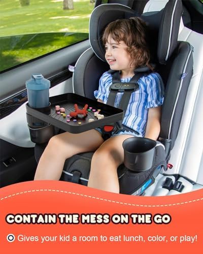 SEVEN SPARTA Car Seat Tray for Kids Fit 2.8"-3.2"Cup Holders for Snack - Image 2