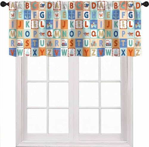 Kids Alphabet Window Valance, Cartoon Alphabet Animals Learning Daycare by Unknown
