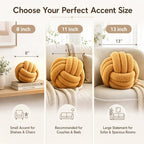 Petrella Yellow Knot Pillow Ball, 11 Inch Round Decorative Pillow - Image 2