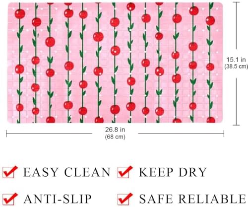 Shower Mat Non Slip 26.8 x 15.1 Inches, Cherry Pattern Bathtub Mat Shower Stall - Image 3