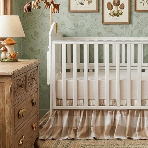 Brandream Gingham Gathered Cotton Crib Skirt by Brandream