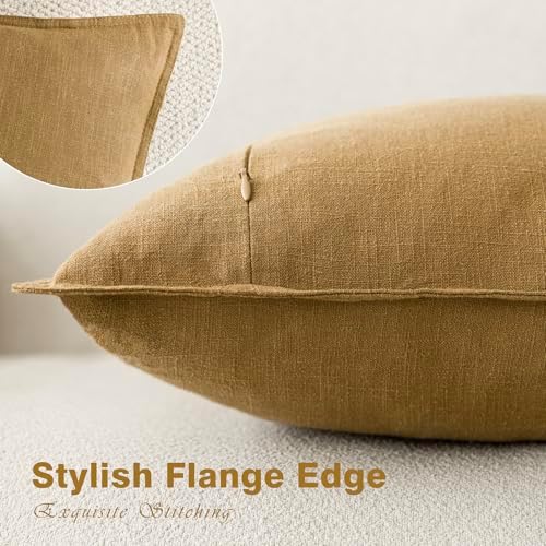 Foindtower Linen Solid Decorative Throw Pillow Covers 16x16 Honey Mustard - Image 3