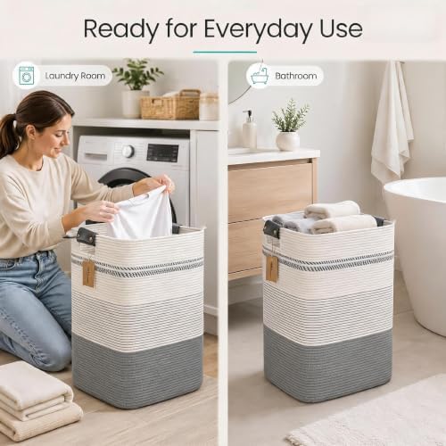 Laundry Hamper, Cotton Rope Laundry Basket - Image 2