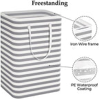 StorageRight Laundry Basket Hamper, 75L Clothes Storage, Striped Grey - Image 3